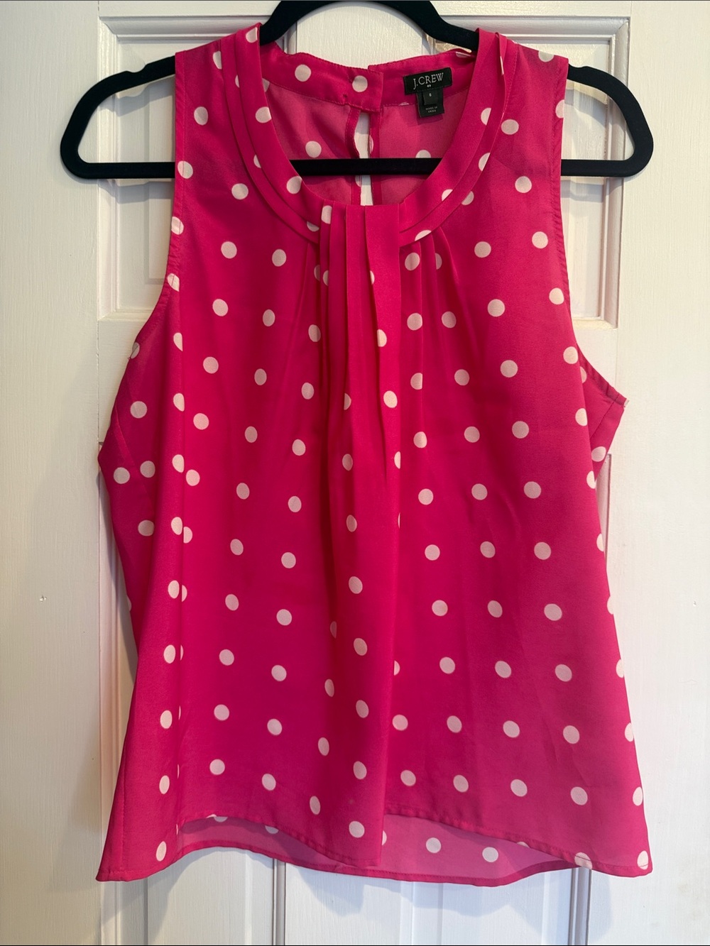 J. Crew Fuchsia Pink Polka Dot Sleeveless Blouse Size 8